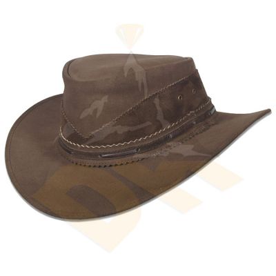 D-Brown Pull Up Leather Hat